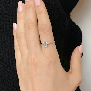 Trevi crown pave baguette on hand
